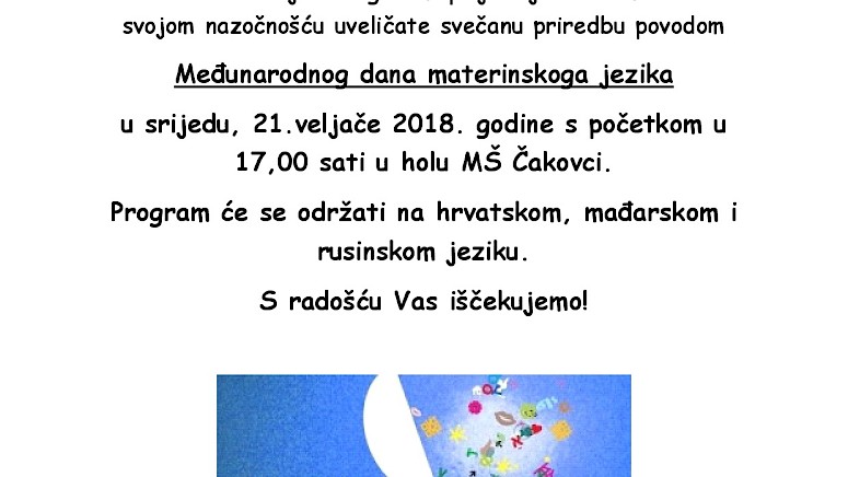 ODRŽAN MEĐUNARODNI DAN MATERINSKOG JEZIKA U OŠ ČAKOVCI